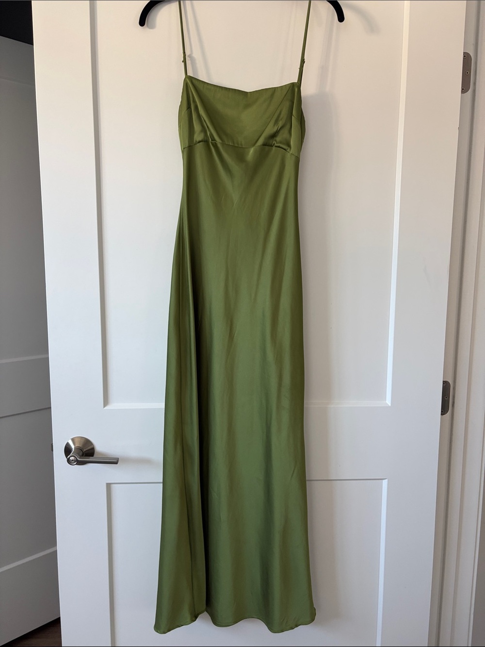 Olive Green Slip Dress with Spaghetti Straps